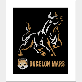 Vintage Bull Market Dogelon Mars Coin To The Moon Crypto Token Cryptocurrency Wallet Birthday Gift For Men Women Kids Posters and Art